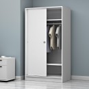 Ντουλάπα ρούχων Misra Megapap δίφυλλη συρόμενη από μελαμίνη χρώμα λευκό 94x52x182εκ.