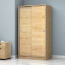 Ντουλάπα ρούχων Misra Megapap δίφυλλη συρόμενη από μελαμίνη χρώμα φυσικό οξιάς 94x52x182εκ.
