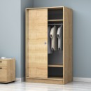 Ντουλάπα ρούχων Misra Megapap δίφυλλη συρόμενη από μελαμίνη χρώμα φυσικό οξιάς 94x52x182εκ.