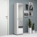 Ντουλάπα ρούχων - παπουτσοθήκη Visla Megapap μονόφυλλη από μελαμίνη με καθρέπτη χρώμα λευκό 45x36x187εκ.