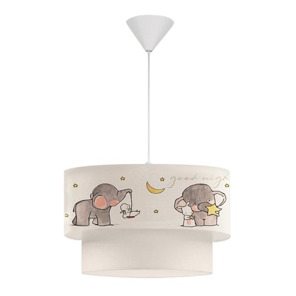 Φωτιστικό οροφής Peppa Megapap υφασμάτινο με χαρούμενα ελεφαντάκια 30x20x70εκ.