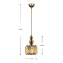 Φωτιστικό οροφής Alaba Megapap E27 μεταλλικό - γυάλινο μονόφωτο χρώμα χρυσό 15x15x65εκ.