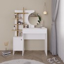 Τουαλέτα με καθρέπτη Mup Megapap από μελαμίνη χρώμα λευκό - φυσικό οξιάς 105x35x151εκ.