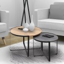 Τραπέζι σαλονιού Davis Megapap 2τμχ. μεταλλικά - μελαμίνης sonoma/ανθρακί 70x69x46εκ.