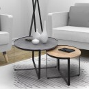 Τραπέζι σαλονιού Davis Megapap 2τμχ. μεταλλικά - μελαμίνης ανθρακί/sonoma 70x69x46εκ.