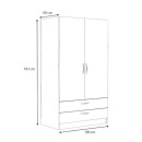 Ντουλάπα ρούχων Victoria Megapap δίφυλλη με συρτάρια χρώμα φυσικό οξιάς 100x60x181εκ.