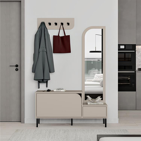 Έπιπλο εισόδου Mila Megapap με κρεμάστρα χρώμα sandstone120x37x171,6εκ.