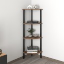 Βιβλιοθήκη γωνιακή Lela Megapap χρώμα μαύρο - καπνιστή καρυδιά 34x34x125εκ.