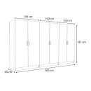 Ντουλάπα ρούχων Victoria Megapap εξάφυλλη χρώμα φυσικό οξιάς 300x60x181εκ.