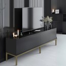 Έπιπλο τηλεόρασης Lord Megapap χρώμα μαύρο - χρυσό 180x30x47εκ.