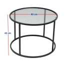 Τραπεζάκι σαλονιού Startis Megapap μέταλλο - γυαλί χρώμα μαύρο Ø60x43εκ.