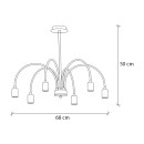 Φωτιστικό οροφής Samba Megapap E27 μεταλλικό εξάφωτο χρώμα μαύρο Ø68x50εκ.
