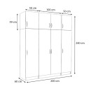 Ντουλάπα ρούχων Victoria Megapap τετράφυλλη με πατάρι χρώμα λευκό 200x60x240εκ.