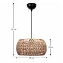 Φωτιστικό οροφής Miranda Megapap E27 από σχοινί μονόφωτο χρώμα φυσικό Ø30x70εκ.