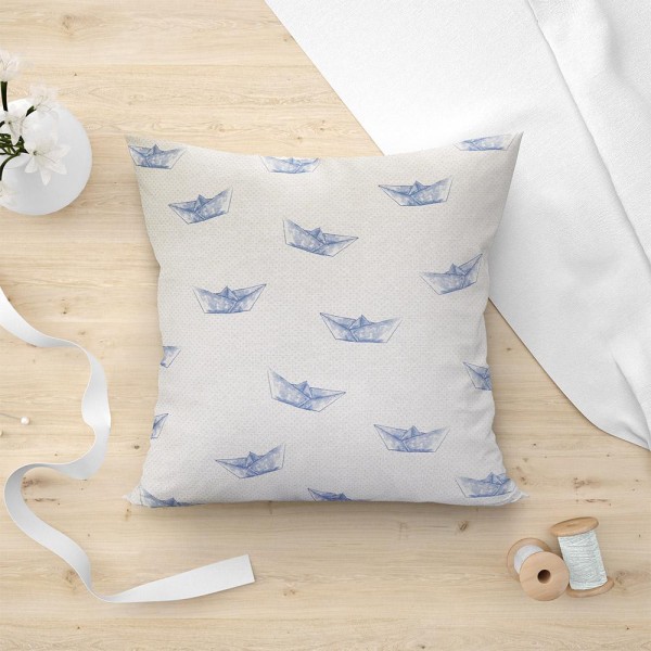 LINO ΜΑΞΙΛΑΡΟΘΗΚΗ PAPER BOAT 601 BLUE 45X45 LINO ΜΑΞΙΛΑΡΟΘΗΚΗ PAPER BOAT 601 BLUE 45X45