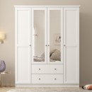 Ντουλάπα ρούχων Emily Megapap τετράφυλλη με καθρέπτη και συρτάρια χρώμα λευκό 140x50x210εκ.