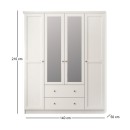 Ντουλάπα ρούχων Emily Megapap τετράφυλλη με καθρέπτη και συρτάρια χρώμα λευκό 140x50x210εκ.