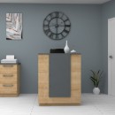 Γραφείο υποδοχής - reception Gemini Megapap χρώμα φυσικό οξιάς - ανθρακί 90x50x110εκ.