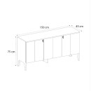 Μπουφές Pedro Megapap χρώμα ανθρακί - rota oak 150x45x75εκ.