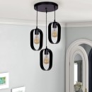 Φωτιστικό οροφής Mordo Megapap E27 μεταλλικό τρίφωτο χρώμα μαύρο Ø30x70εκ.