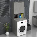 Έπιπλο πλυντηρίου Cozen Megapap χρώμα γκρι σκυροδέματος 65x60x178εκ.