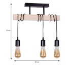 Φωτιστικό οροφής Radovan Megapap E27 ξύλινο τρίφωτο χρώμα φυσικό - μαύρο 49x5x50εκ.