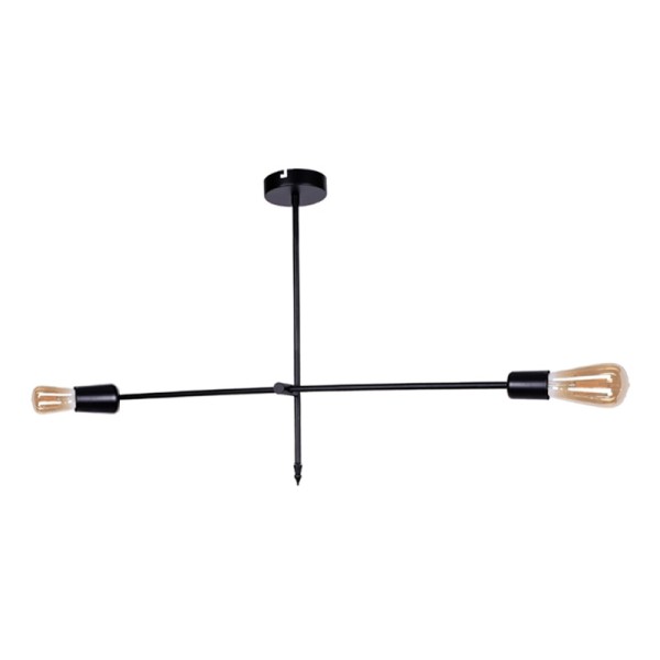 Φωτιστικό οροφής Nimo Megapap E27 μεταλλικό δίφωτο χρώμα μαύρο 92x12x57εκ.