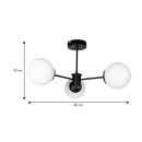 Φωτιστικό οροφής Fune Megapap E27 μεταλλικό - γυάλινο τρίφωτο χρώμα μαύρο - λευκό Ø60x30εκ.