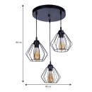 Φωτιστικό οροφής Bart Megapap E27 μεταλλικό τρίφωτο χρώμα μαύρο 40x40x80εκ.