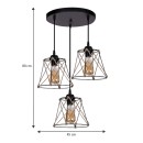 Φωτιστικό οροφής Cesa Megapap E27 μεταλλικό - σχοινί τρίφωτο χρώμα μαύρο 45x40x70εκ.