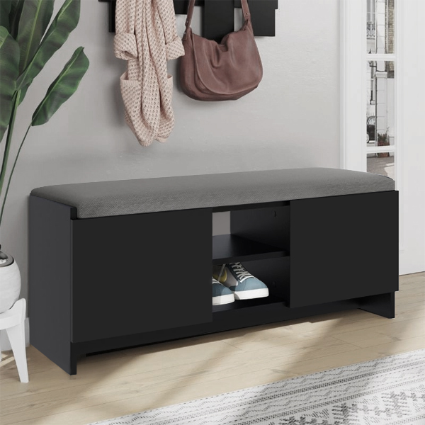 Παπουτσοθήκη Zulla Megapap από μελαμίνη χρώμα μαύρο 110x37x43εκ.