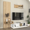 Σύνθεση τηλεόρασης Rosaline Megapap χρώμα λευκό - sepet oak 183x31,3x196,9εκ.
