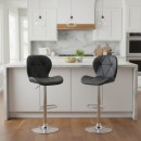 Σκαμπό μπαρ Dolores Megapap με ρυθμιζόμενο ύψος PU μαύρο - βάση χρωμίου 45,5x38x89/109εκ. | Σετ 2 τεμ