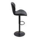 Σκαμπό μπαρ Dolores Megapap με ρυθμιζόμενο ύψος PU μαύρο - βάση μαύρο ματ 45,5x38x89/109εκ. | Σετ 2 τεμ