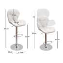 Σκαμπό μπαρ Dolores Megapap με ρυθμιζόμενο ύψος PU λευκό - βάση χρωμίου 45,5x38x89/109εκ. | Σετ 2 τεμ