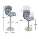 Σκαμπό μπαρ Dolores Megapap με ρυθμιζόμενο ύψος PU γκρι - βάση χρωμίου 45,5x38x89/109εκ. | Σετ 2 τεμ