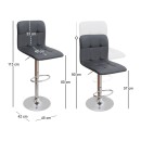 Σκαμπό μπαρ Carmelo Megapap με ρυθμιζόμενο ύψος PU μαύρο - βάση χρωμίου 45x42x90/113εκ. | Σετ 2 τεμ