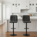 Σκαμπό μπαρ Carmelo Megapap με ρυθμιζόμενο ύψος PU μαύρο - βάση μαύρο ματ 45x42x90/113εκ. | Σετ 2 τεμ