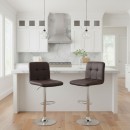 Σκαμπό μπαρ Carmelo Megapap με ρυθμιζόμενο ύψος PU καφέ - βάση χρωμίου 45x42x90/113εκ. | Σετ 2 τεμ