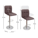 Σκαμπό μπαρ Carmelo Megapap με ρυθμιζόμενο ύψος PU καφέ - βάση χρωμίου 45x42x90/113εκ. | Σετ 2 τεμ