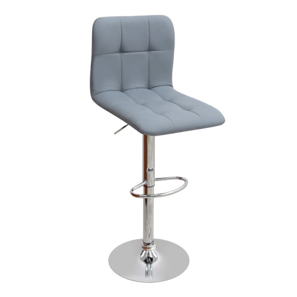 Σκαμπό μπαρ Carmelo Megapap με ρυθμιζόμενο ύψος PU γκρι - βάση χρωμίου 45x42x90/113εκ. | Σετ 2 τεμ