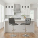 Σκαμπό μπαρ Carmelo Megapap με ρυθμιζόμενο ύψος PU γκρι - βάση χρωμίου 45x42x90/113εκ. | Σετ 2 τεμ