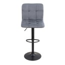 Σκαμπό μπαρ Carmelo Megapap με ρυθμιζόμενο ύψος βελούδο γκρι - βάση μαύρο ματ 45x42x90/113εκ. | Σετ 2 τεμ