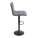 Σκαμπό μπαρ Carmelo Megapap με ρυθμιζόμενο ύψος βελούδο γκρι - βάση μαύρο ματ 45x42x90/113εκ. | Σετ 2 τεμ