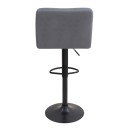 Σκαμπό μπαρ Carmelo Megapap με ρυθμιζόμενο ύψος βελούδο γκρι - βάση μαύρο ματ 45x42x90/113εκ. | Σετ 2 τεμ