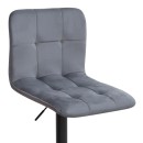 Σκαμπό μπαρ Carmelo Megapap με ρυθμιζόμενο ύψος βελούδο γκρι - βάση μαύρο ματ 45x42x90/113εκ. | Σετ 2 τεμ