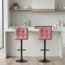 Σκαμπό μπαρ Carmelo Megapap με ρυθμιζόμενο ύψος βελούδο σάπιο μήλο - βάση μαύρο ματ 45x42x90/113εκ. | Σετ 2 τεμ