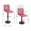 Σκαμπό μπαρ Carmelo Megapap με ρυθμιζόμενο ύψος βελούδο σάπιο μήλο - βάση μαύρο ματ 45x42x90/113εκ. | Σετ 2 τεμ