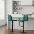 Σκαμπό μπαρ Carmelo Megapap με ρυθμιζόμενο ύψος βελούδο κυπαρισσί - βάση μαύρο ματ 45x42x90/113εκ. | Σετ 2 τεμ