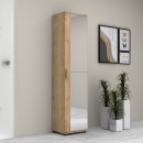 Ντουλάπα ρούχων - παπουτσοθήκη Visla Megapap μονόφυλλη με καθρέπτη χρώμα φυσικό οξιάς 45x36x187εκ.